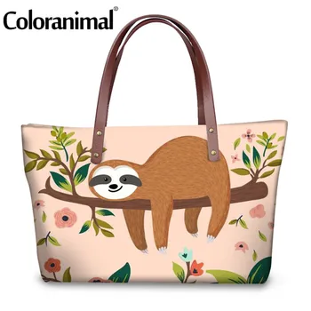 

Coloranimal 3D Cartoon Sloths Floral Print Women Handbags High Quality Casual Shopper Bag Woman Large Capacity Sac A Main Femme