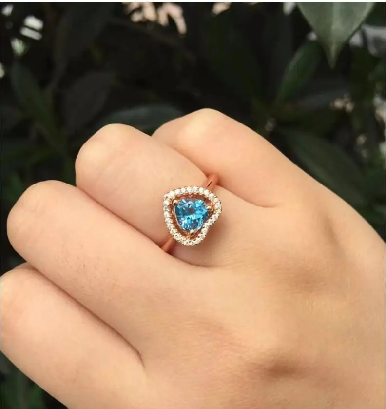 

Love heart Topaz Ring gem Finger ring Natural real blue topaz 925 sterling silver ring Wholesales For men or women