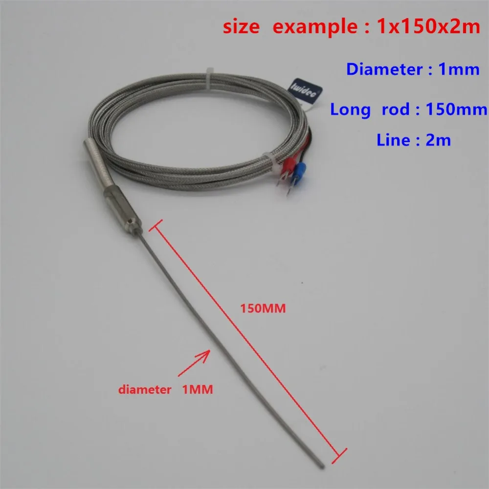High quality Temperature 0 To 800C Degree Stainless Steel 1x200x2m Probe E type Sensors High