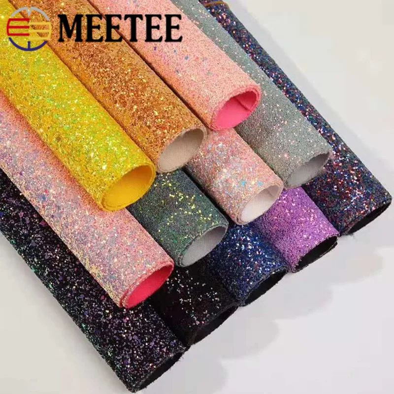 

Meetee 50*68cm Sequined Elastic Fabric Artificial PU Fabric DIY Manual Leather Package Crafts Garment Sewing Accessories SL003