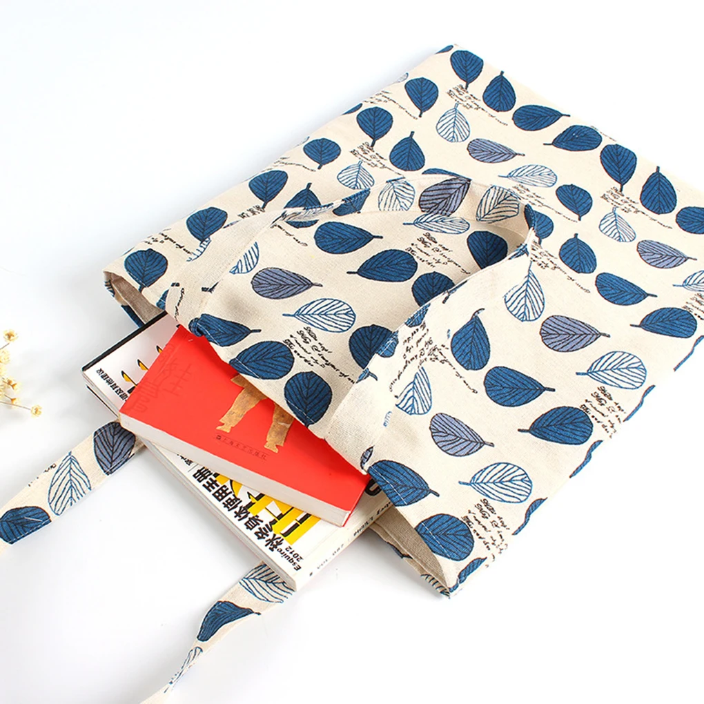 

FangNymph Leaf print Storage Bag Cotton Linen Shopping Travel Handbag Large Capacity Simple Pouch Fashion Sundries Bag New 2019