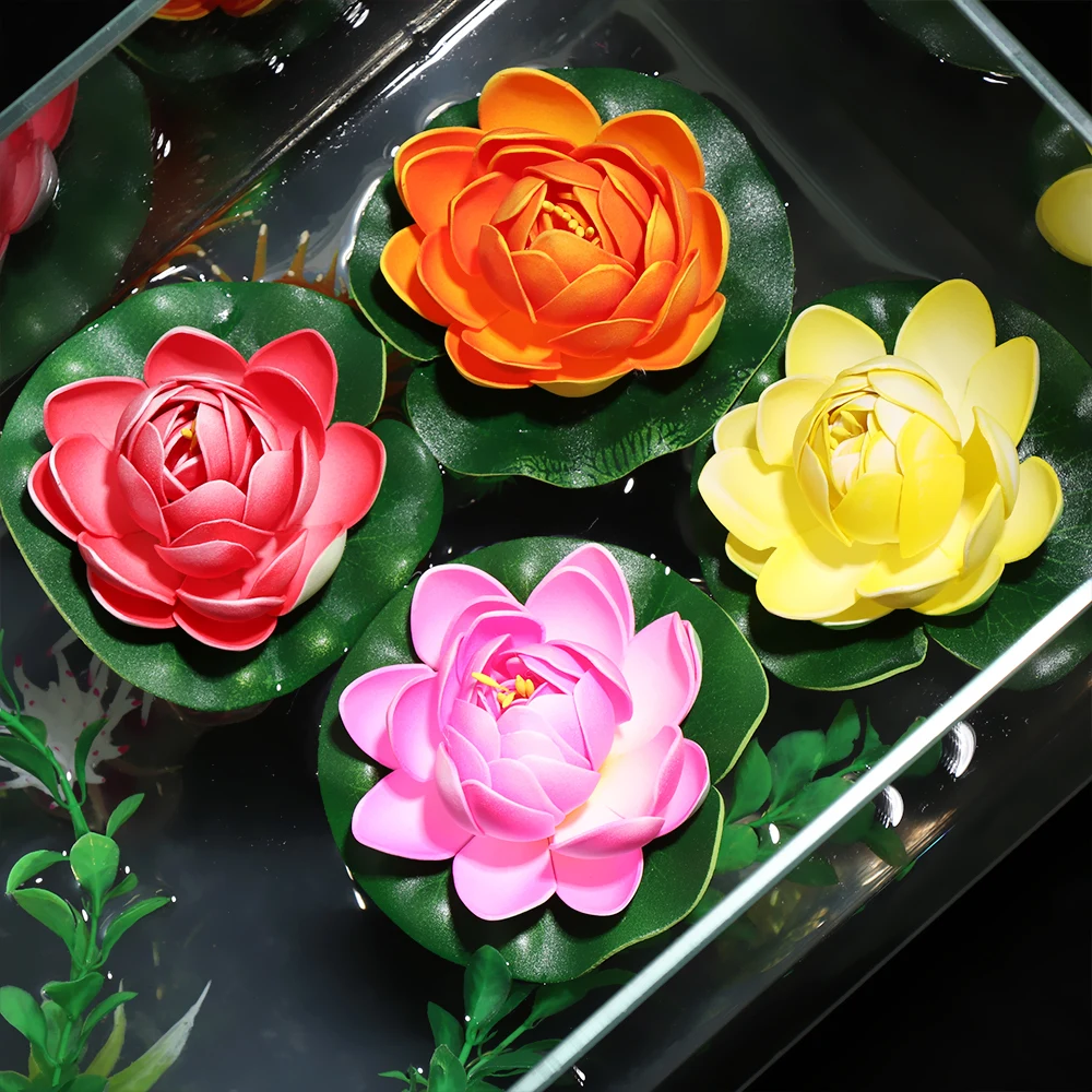 

New 10cm Floral Foam Floating Plants Artificial Lotus Flower Simulation Water Fake Plants Wedding Ornament Home Decoration