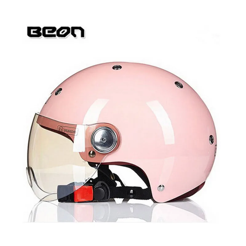 Красивый женский мотоциклетный шлем с перекрещивающимся полулицом с цветком, Женский Любовник BEON 103 moto rcycle moto Электрический велосипед Безопасный головной убор - Цвет: Розовый