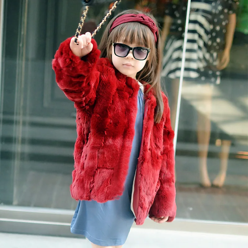 

Kids Fur Coat Real Rabbit Fur Jacket Children Girls Rex Rabbit Fur Coat Jacket Clothing Fur Outwear as Parent-child Jacket