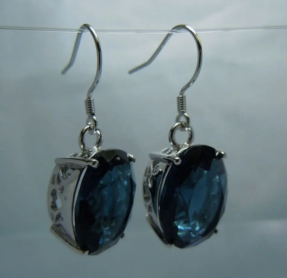 

Free transport processing customized jewelry 925 silver jewelry natural sapphire 925 silver oval earrings