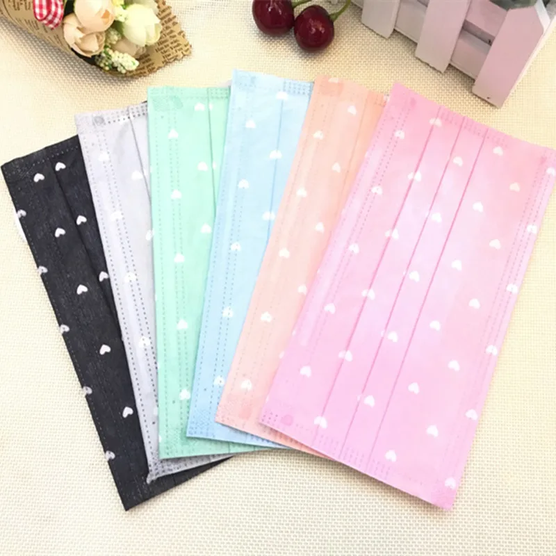 

10pcs Non-woven Printing Pattern Anti Dust Disposable Masks Face Mouth Mask Ear Hanging Gas Respirator Filter Mouth-muffle