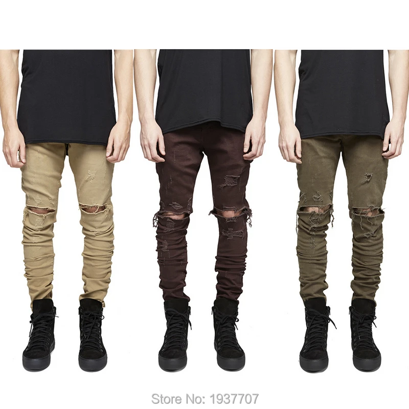 olive green ripped pants