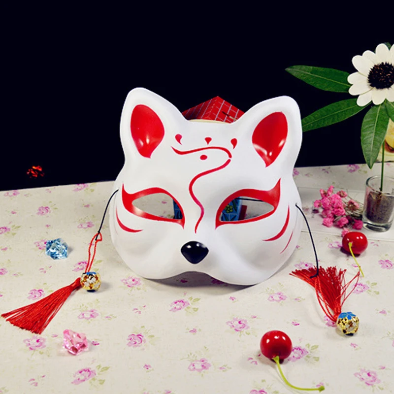 

2019 Hot Sale PVC Cat Face Mask Fox Mask Tassels Bells Cosplay Dance Mask Mischief Halloween Ball Masquerades Supplies