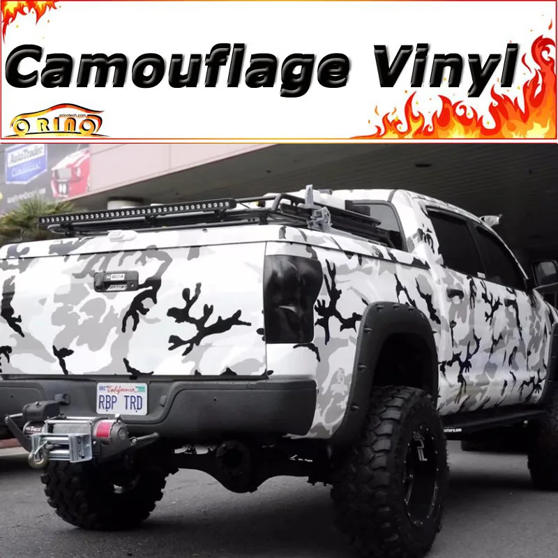 

Arctic Black White Camouflage Vinyl Film Car Wrap Sticker With Air Bubble Free Vehicle Truck Car Motorcycle Wrapping ORINO WRAPS