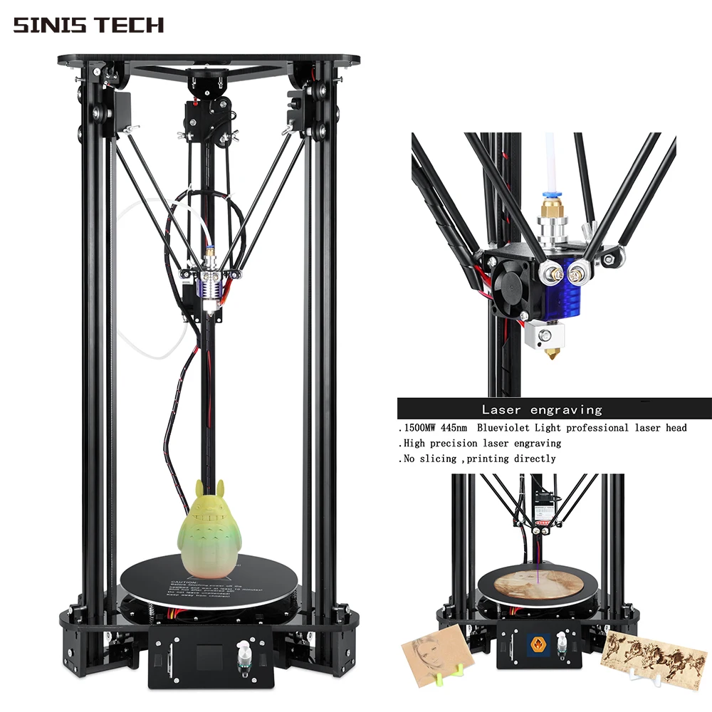 

Sinis 3D Printer Smart Leveling Optional 1500MW Laser Head 3D Printer DIY Kits Aluminum & Acrylic Fram Ship from Czech Republic