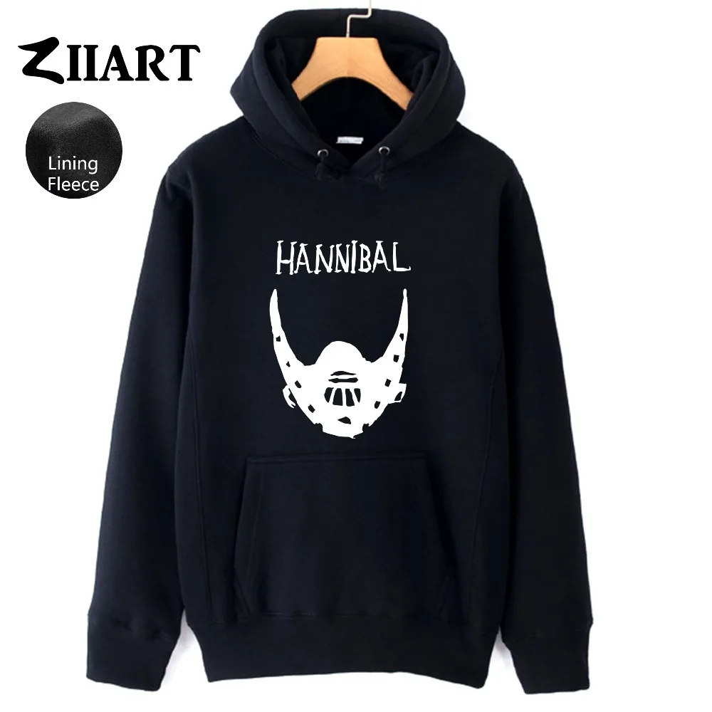 

Hannibal Lecter Mask Drawing Warriors Stencil Silence of the Lambs Couple Clothes Autumn Winter Fleece Man Boys Hoodies ZIIART
