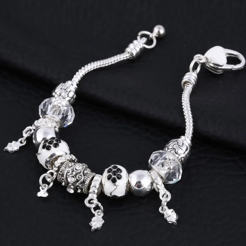 Роскошные браслеты с кристаллами в форме сердца и браслеты серебристого цвета браслеты для женщин ювелирные изделия Pulseira Feminina браслет из бусин, сделай сам