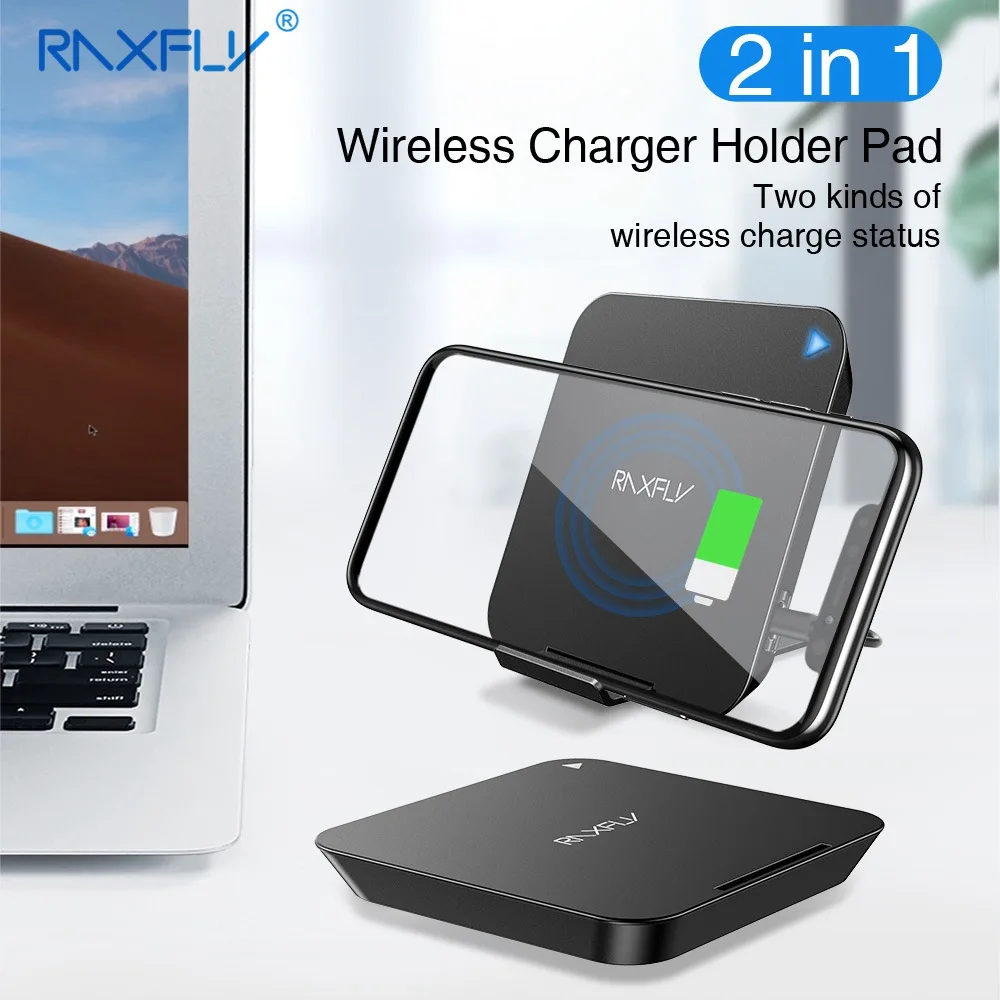 

RAXFLY Qi Wireless Charger For Samsung S9 S8 Note 8 Charge Pad Holder For iPhone X XS Max 10W Fast Charger Wireless Charging