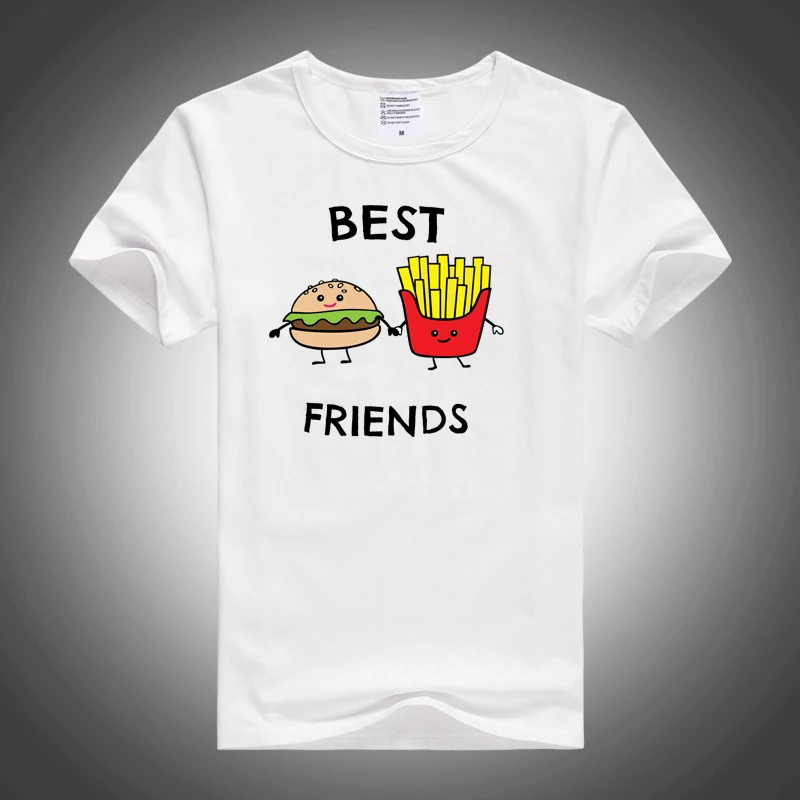 Best Friends T Shirt Funny Hamburger Fries Couple Clothes Summer Short