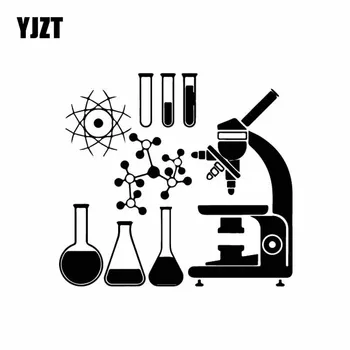 

YJZT 18CM*16.5CM Microscope Scientist Chemistry Laboratory Decor Vinly Decal Car Sticker Cool Black/Silver C27-0288