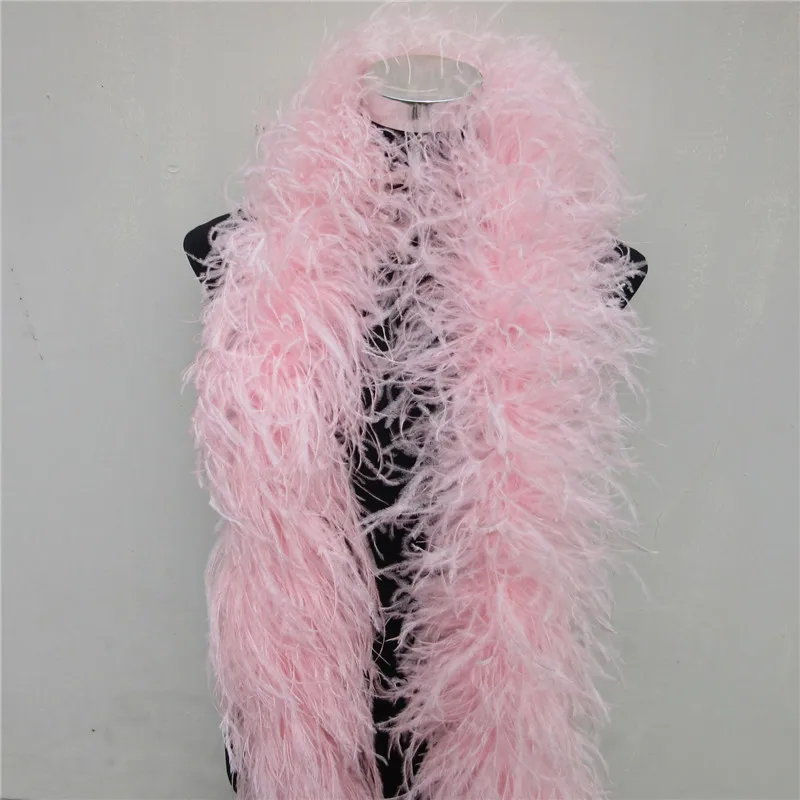 New 2 Meters 6 Layer Pink Natural Ostrich Feathers Boa Quality Fluffy