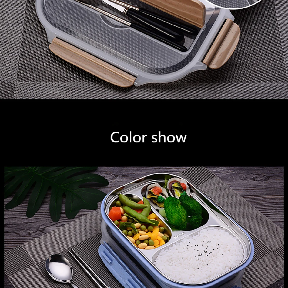 ONEUP stainless steel Lunch box Eco-friendly Wheat Straw Food container with cutlery Bento Box With Compartments Microwavable 14