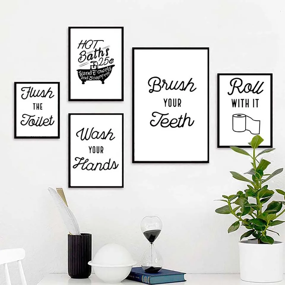 

Toilet Bathroom Note Posters And Prints Modern Canvas Painting Modular Picture For Restroom Washroom Home Decor Wall Art Mural