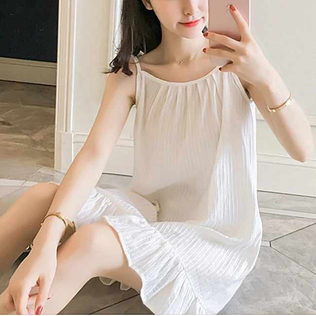 

Women's Camisoles Full Slips Dress Lolita Spaghetti Strap Sleepshirts Cotton Princess Nightgowns Nightdress Sleep Loungewear