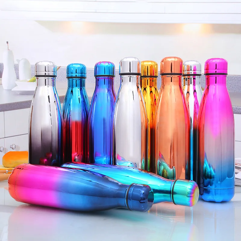 

Korea style Electroplating Gradient Coke Bottle Thermos Portable Sports Cup Double Vacuum 304 Stainless Steel Outdoor Water Cup