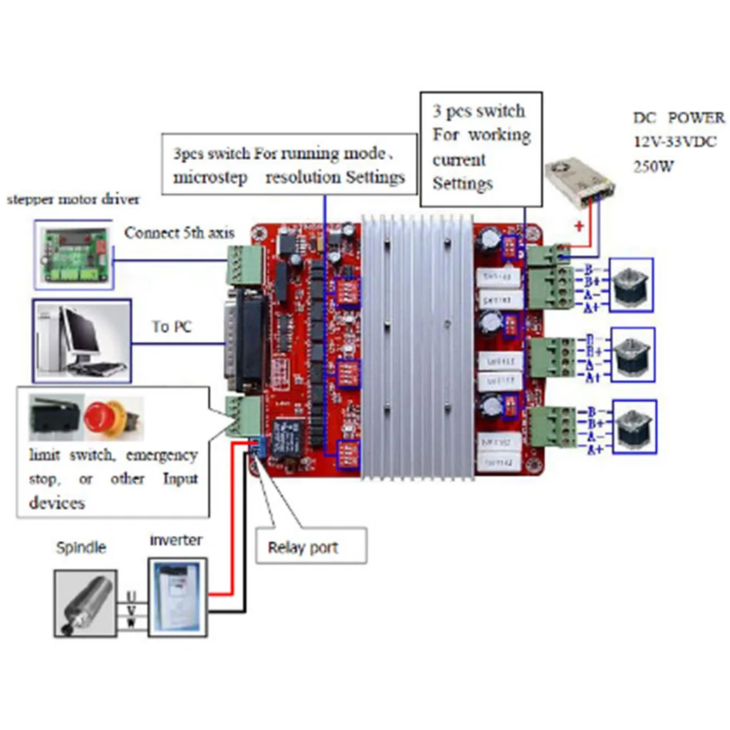 CNC 3 оси 4 оси TB6560 3.5A Драйвер шагового двигателя контроллер mach3 usb цепи инвертор для платы сварки