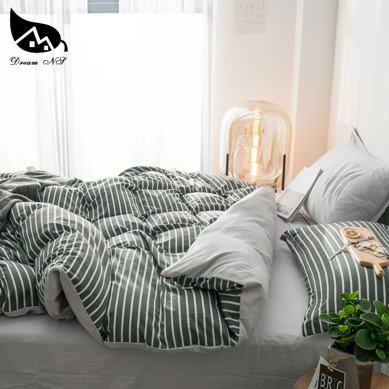 Dream NS набор постельного белья в серую полоску для скандинавского простого стёганого одеяла, наволочка из стираного хлопка, супер мягкий домашний текстиль для спальни