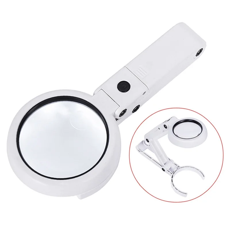 5X 11X Foldable Desktop and Handheld Magnifier USB Chargeable and 8 LED