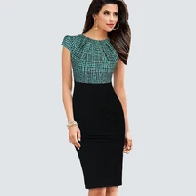 Женское летнее повседневное ДРАПИРОВАННОЕ лоскутное облегающее платье, элегантное офисное деловое облегающее платье-карандаш HB316