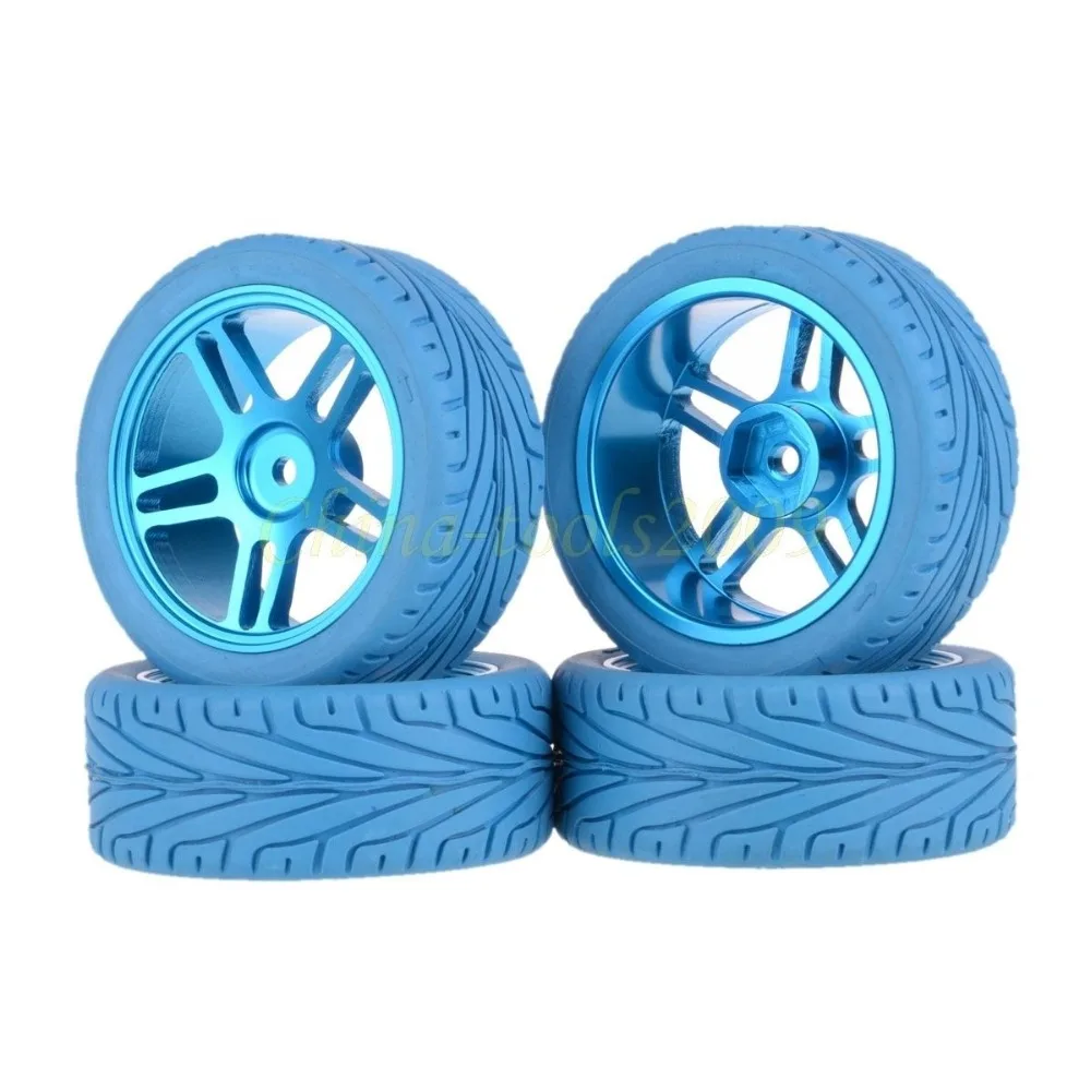 

4pc 1/10 On-Road Car Racing Tires 64MM Rubber Tyre Metal Wheel Rim for HSP Tamiya HPI Kyosho Sakura 94122 94123 D3 CS TT01 106B