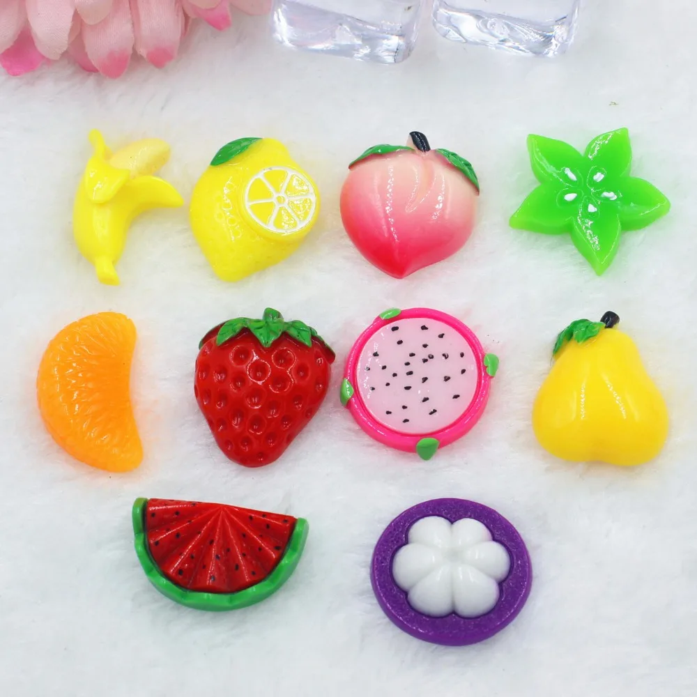 

30pcs/lot kawaii resin fruit mix color and item resin cabochons accessories 25mm
