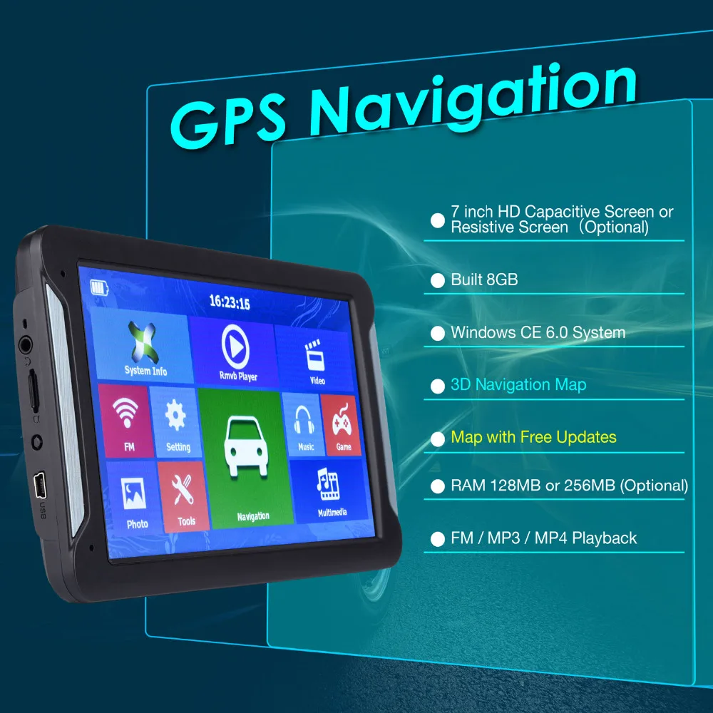 7 дюймовый HD Автомобильный GPS навигатор FM 8G 256 МБ или 128 Мб новейшая Карта Европы