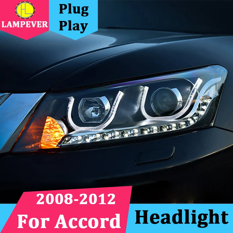 Headlamp For Honda Accord 8th headlights Assembly 2008 2012 LED headlight U Angel Eye LED Q5 bi