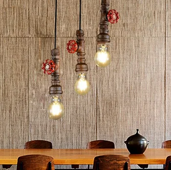 

Loft Style Water Pipe Lamp Edison Pendant Light Fixtures Vintage Industrial Lighting For Dining Room Hanging Droplight Lampara