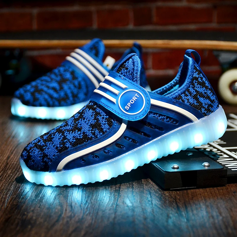 

Child Jazzy USB rechargeable Junior Girls Boys LED Light Children Casual Shoes Kids Luminous Sneakers With glowing light summer
