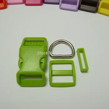 

25 Sets 1'' 25mm #4 LIME GREEN COLOR Dog Collar Hardware Curved Side Release Buckle Set