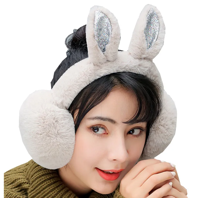 New Fashion Cute Rabbit Ears Plush Earmuffs Comfortable Warm Big