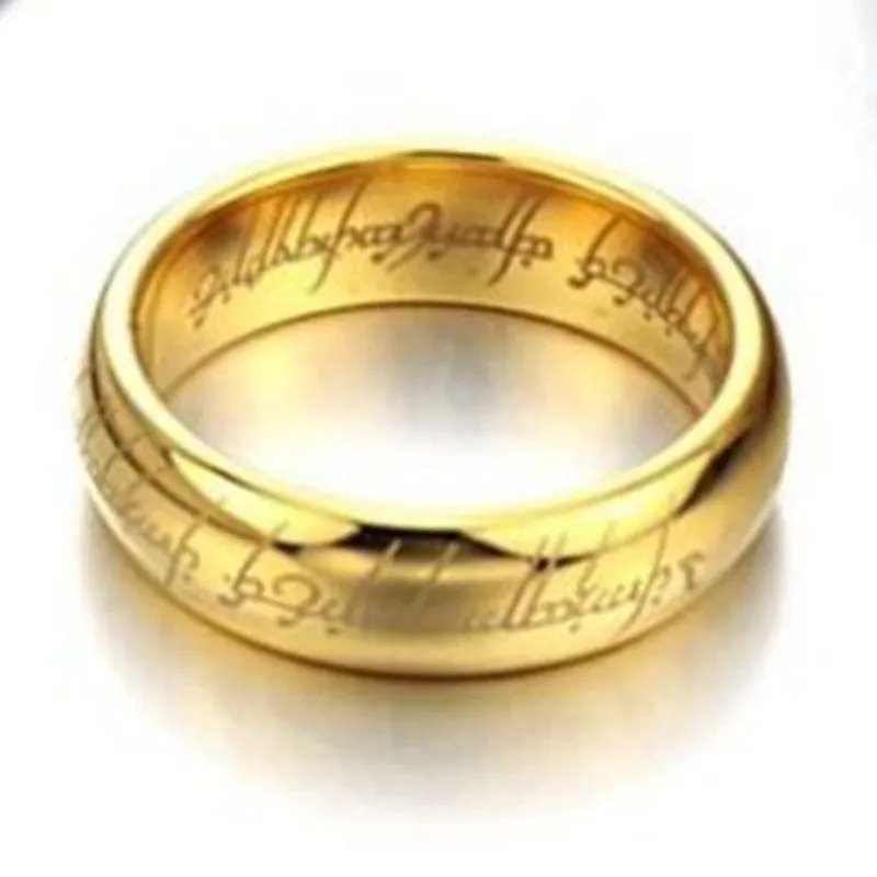 Очень популярный 6 мм золотой цвет Властелин колец титановая сталь ювелирные изделия кольцо обручальное