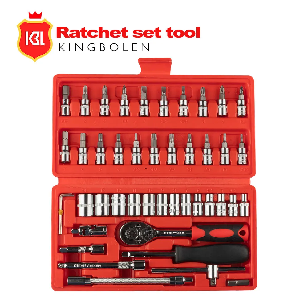 

46pcs 1/4-Inch Socket Set Car Repair Tool Ratchet Set Torque Wrench Combination Bit a set of keys Chrome Vanadium