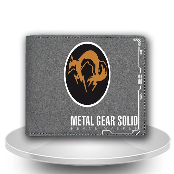 TKMetalGear4grey187 Короткий кошелек из искусственной кожи высокого качества, кошелек с металлическим механизмом, модный кошелек с рисунком аниме, бумажник с карточками/отделением для фотографий, мужской/женский кошелек - Цвет: TKMetalGear4grey187