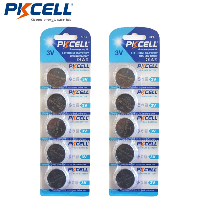 

10Pcs/Lot PKCELL CR2320 3V Lithium Battery Button Cell Batteries