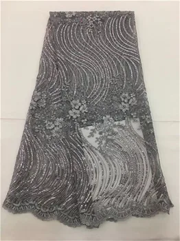 

Purple Sequins Lace Fabric 2017 High qualiy embroidered African Tulle Lace Fabric with Sequins French Sequin Fabric gray white
