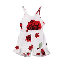 Pudcoco/платье для маленьких девочек; комбинезон с открытой спиной и цветочным рисунком; комбинезон; летний костюм для маленьких девочек;
