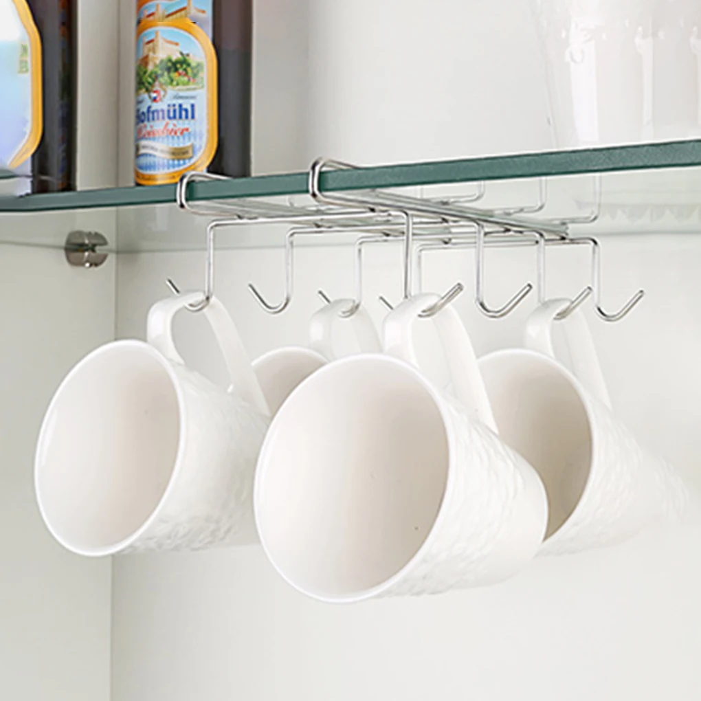 

Stainless steel hanging glass nail-free hanging coffee cup mug holder rack hanging storage rack wine glass rack