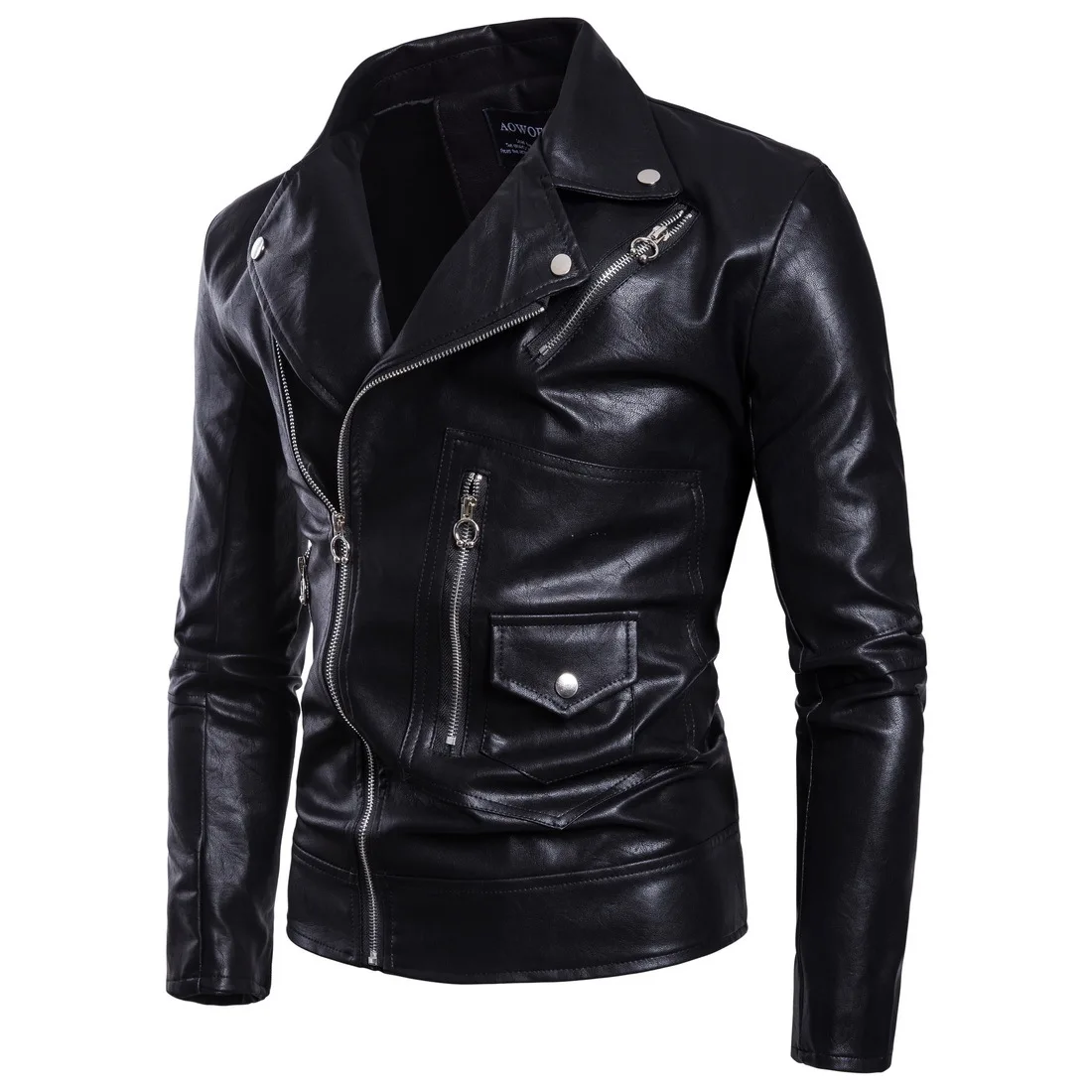 

Men's Leather Jacket Fashion Turndown Collar PU Leather Coat Male Motorcycle Leather Jackets Jaqueta De Couro Male Clothing 2018