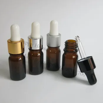 

500 x 5ml Amber Mini Glass Dropper Bottle, 5cc Brown Glass Essential Oil Bottle With Aluminum Dropper