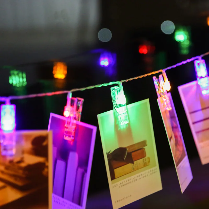 

Holiday Party Decorative Photo Card Clip Holder Garland LED Starry String Lights Valentines Day Wedding New Year Home DIY Decor