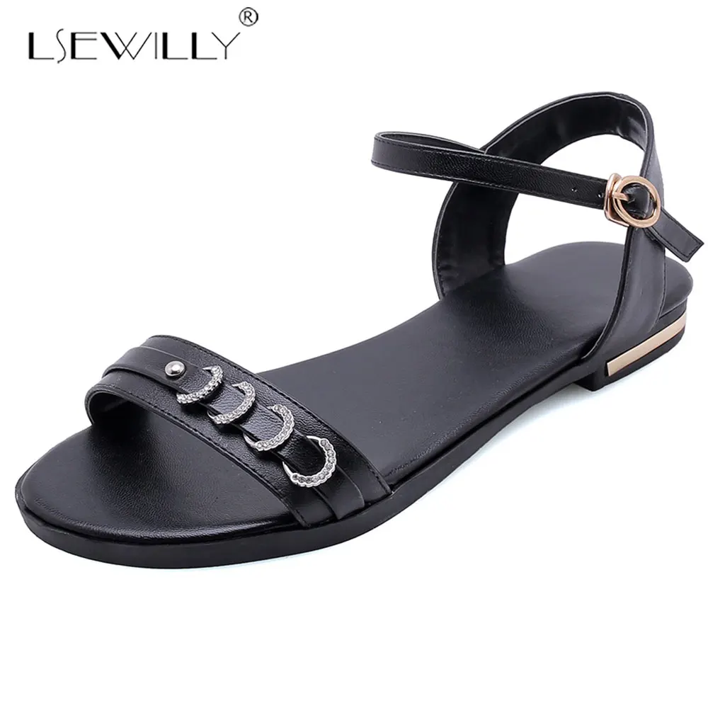 

Lsewilly 2019 new shoes woman buckle sandals women Casual flats women comfortable genuine leather summer shoes women E863