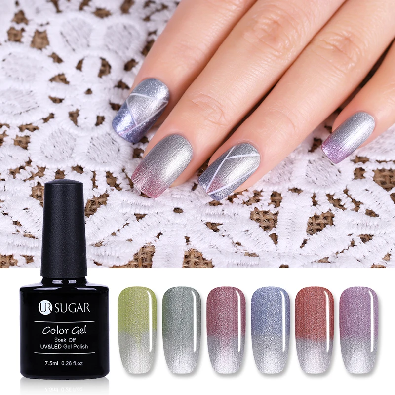 

UR SUGAR Temperature Nail Gel Polish Changing Color Glitter Gel Varnish Soak Off Gel Nail Lacquer Soak Off For Manicure DIY