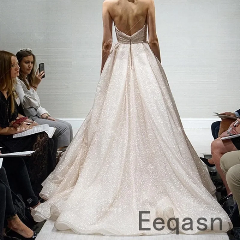Новое блестящее свадебное платье с открытыми плечами, шикарное свадебное платье со шлейфом, турецкое платье на заказ