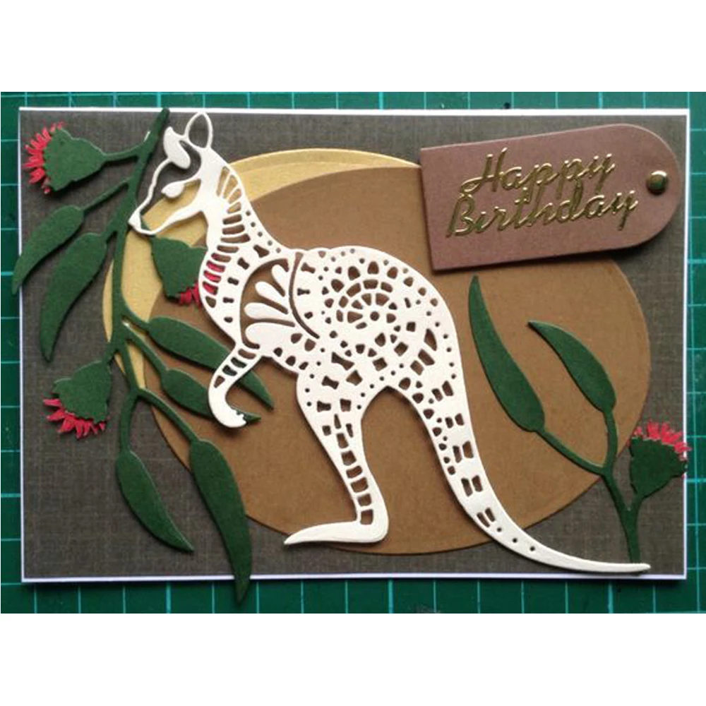 Swovo Australian giant kangaroo Metal Cutting Dies DIY Etched Dies Craft Paper Card Making